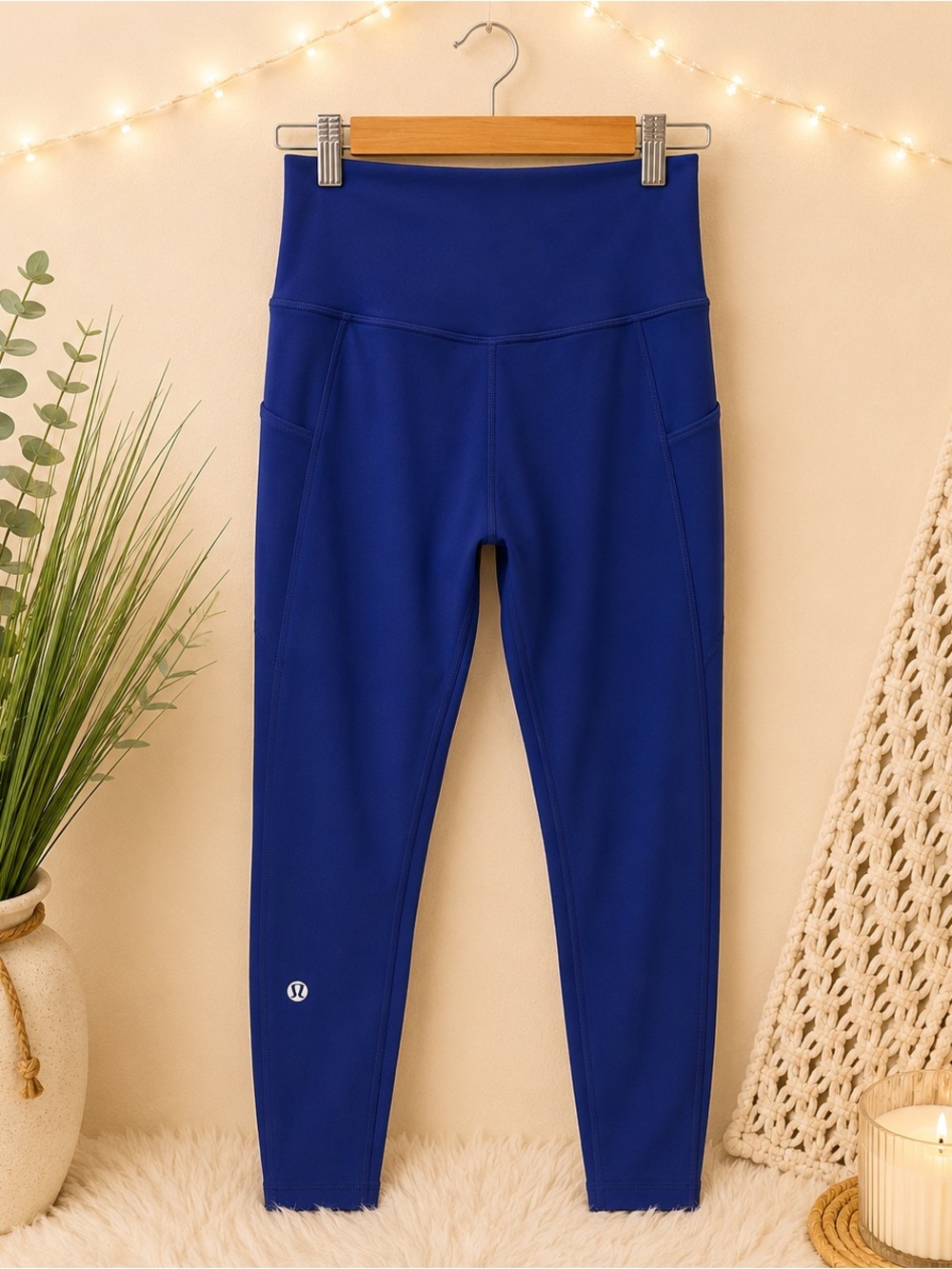 Lululemon Blue Base Pace High Rise Leggings 28” Size 4 Athleisure Workout EUC